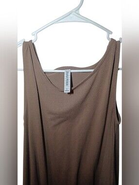 Cute Zienna Premium Brown Sleeveless Tank Dress With V-Cut Bottom! Size Large